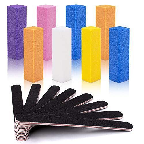 Professional Nail Files and Buffers Kit, KSang Manicure Tools Kit Rectangular Art Care Buffer Block Tools with Finger Nail Brush for Salon Nail Art (16 Pcs)