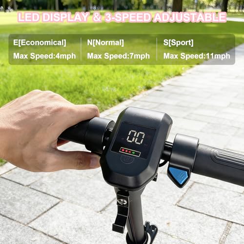 Image of Electric Scooter for Kids Ages 8-15,180W Motor,11 MPH Max Speed & 15 Miles,Adjustable Height & Speed,Colorful Lights,LED Display,UL2272,Foldable Kids Electric Scooter 155 Lbs Max Load