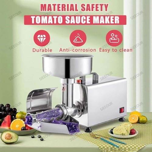 Electric Tomato Strainer,304 Stainless Stee,Jam Milling Machine, 450W Stainless Steel Pressl for Canning, 160lbs/H Output, Ideal for Home Use & Small Business Production