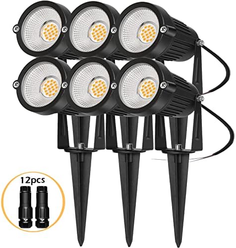 REEGOLD Low Voltage Landscape Lights Outdoor: 7W 700LM LED Landscape Lighting with Connectors for Tree Garden Yard Pathway | 12V 24V Warm White 2700K Spotlights | IP65 Waterproof | 6 Pack