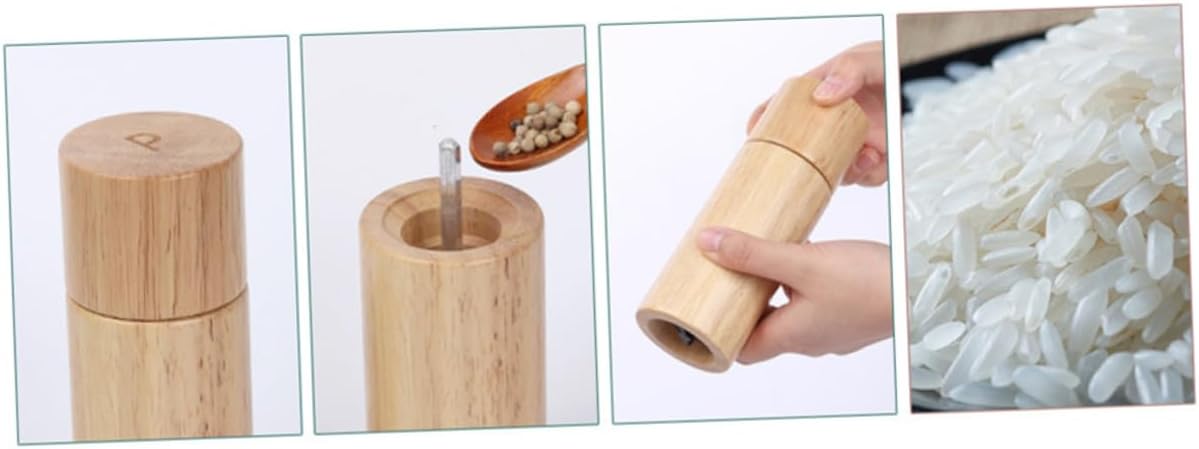 Manual Pepper Grinder Bottle Wooden Rubber Material for Seasoning Easy to Use Clean