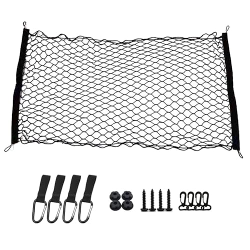 Red Maletero de Coche,Red de Almacenamiento de Bolsillo Organizadora Elástica,Maletero Coche Red Elástica para Equipaje con 4 Ganchos,para SUV,Van,Carro Automóviles Tronco Tipo Universal(110 x 60cm)