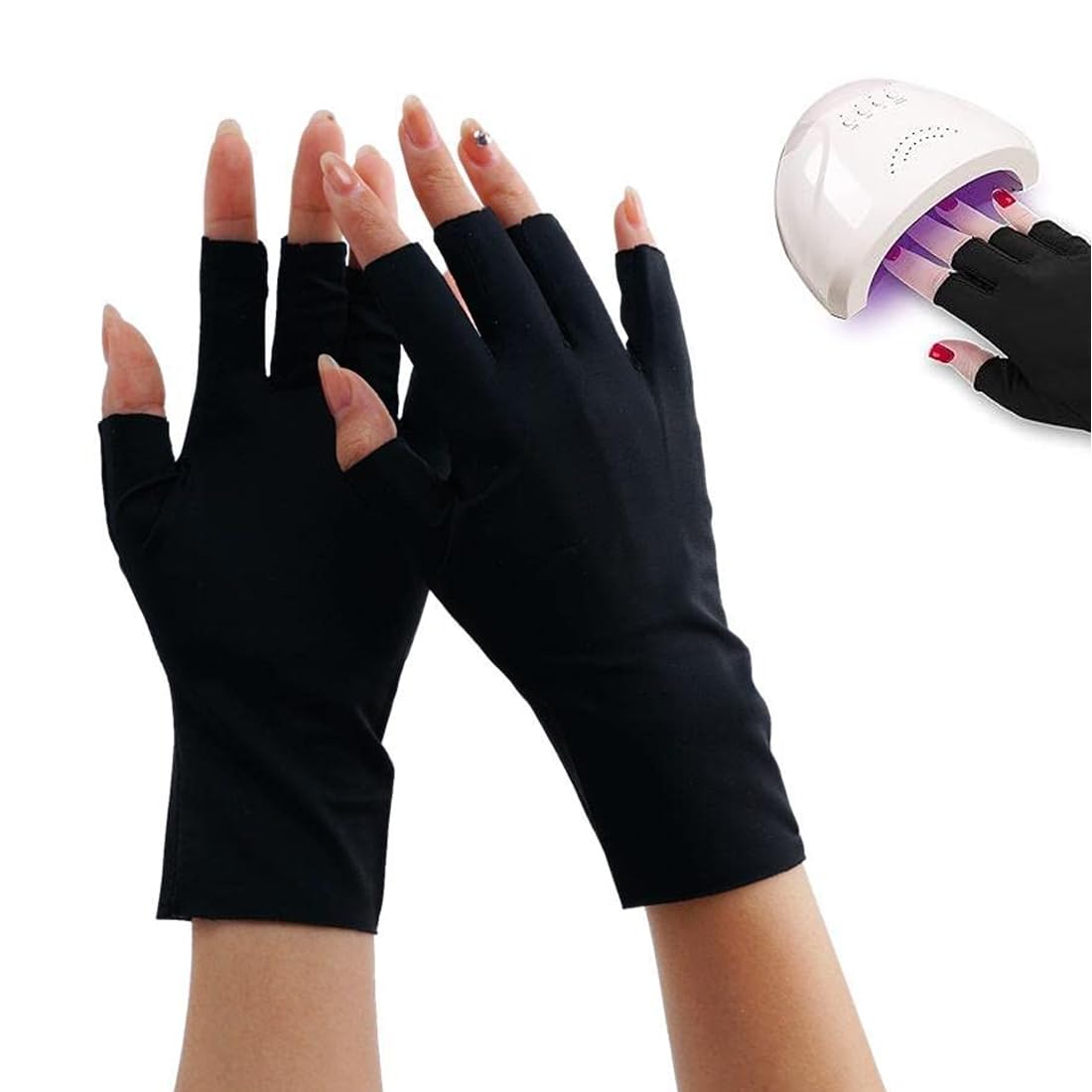 UV Handschuhe für Nagelschelmgel UPF50+ UV Schutz fingerlose Handschuhe für Maniküren Trockner Nagelkunst Hautpflege Fingerlose Anti UV Hände schützen die Hände vor UV Schaden
