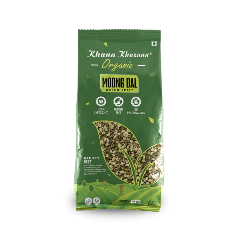 Khana Khazana Organic Certified Moong Dal Green Split | Unpolished, Unprocessed and No GMO | Rich in Magnesium, Micronutrients and Protein | No Additives and all Natural | 500 gms (B0CDQDWZL4) Amazon Price History, Amazon Price Tracker