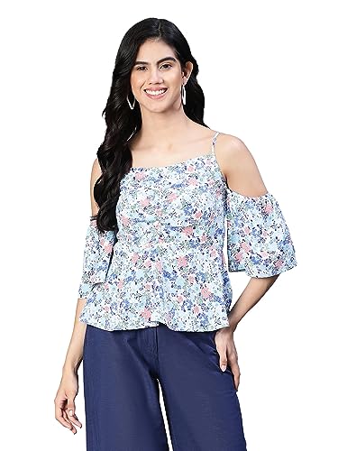 Image of oxolloxo Women Floral Print Cold Shoulder Strap Top