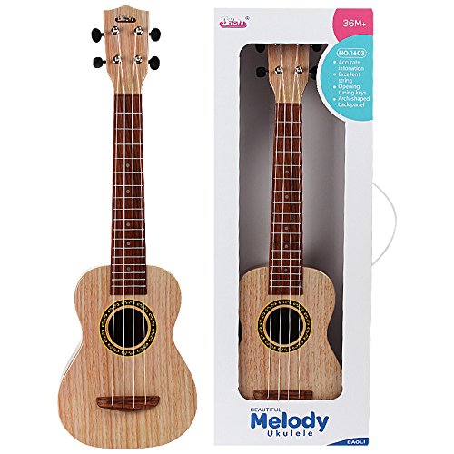 Baoli Plastics Wood Color Beautiful Melody Ukulele With Accurate Intonation Excellent String Opening Tuning Keys Arch-Shaped Back Panel #TOP6