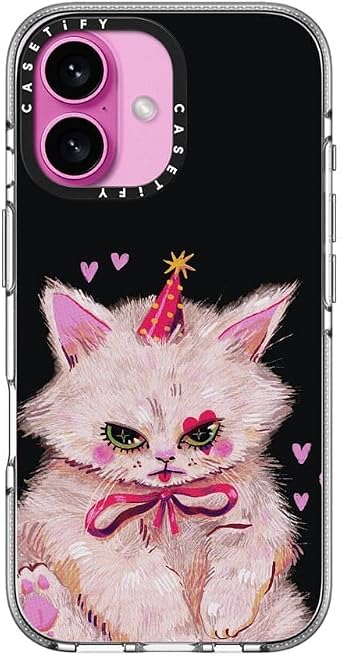 CASETiFY Clear iPhone 16 Case [Not Yellowing / 6.6 ft. 3X Military Grade Drop Protection/Magsafe] - Clown Kitty - Clear