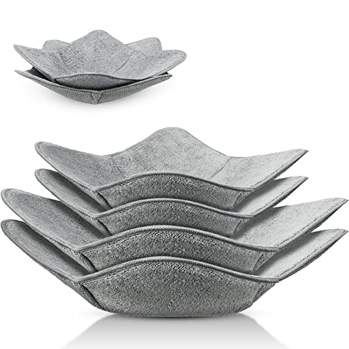 Image of Geiserailie 4 Pieces Microwave Bowl Cozy Holders for Hot Food Bowl Pot Plate in 2 Sizes Heat Proof Polyester Potholder Protector Food Soup for Bouillon(Gray,4 Pieces)