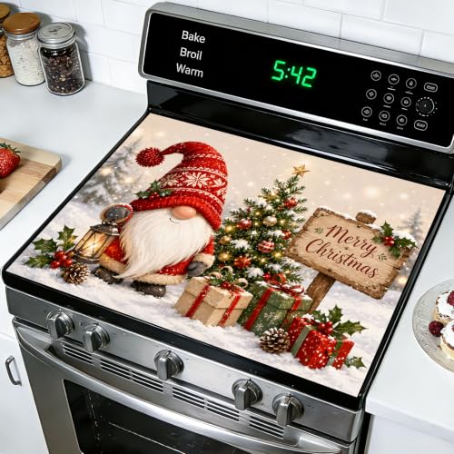 Image of Stove Top Cover for Electric Stove: 28''x20'' Stove Cover Elevate Your Kitchen Reliable Heat Protection,Non-Slip Kitchen Decor (Gnome)