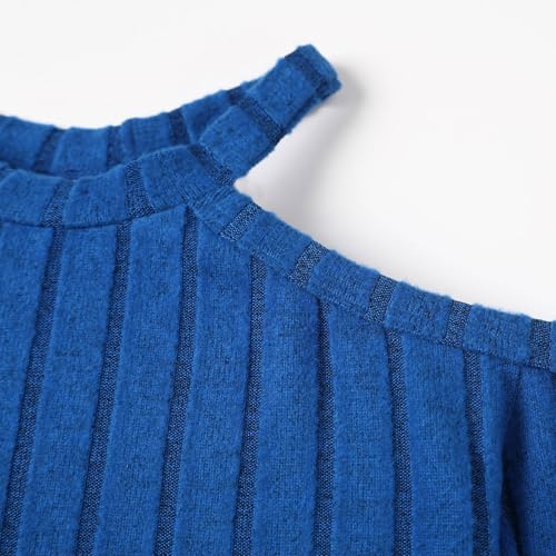 Image of ROMPERINBOX Long Sleeve Shirts for Girls 2 Pack - Fall Winter Ribbed Knit Tops with Asymmetrical Neck Size 8-12 Years