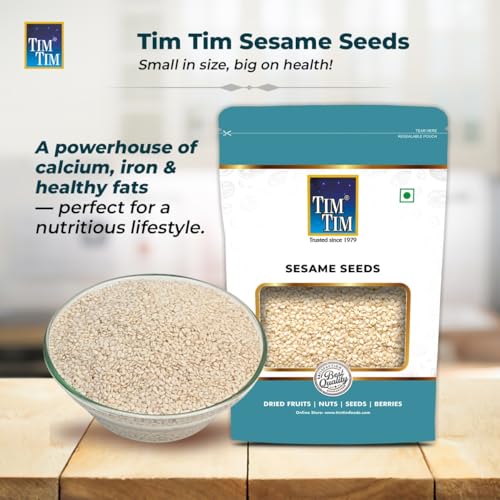 Image of Tim Tim Raw Sesame Seeds - Natural, Unpolished & Whole | Rich in Calcium & Iron | Super Seeds for Cooking & Health 250G X 3, 750g