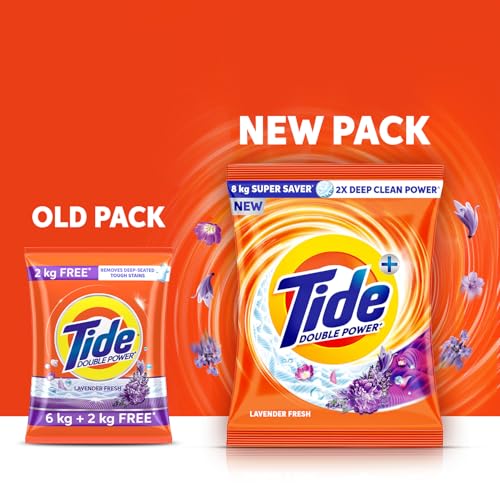 Image of Tide Plus Detergent Washing Powder - 8kg Super Saver Pack Lavender Fragrance| 2X Deep Clean Power | World's No. 1 Detergent Brand