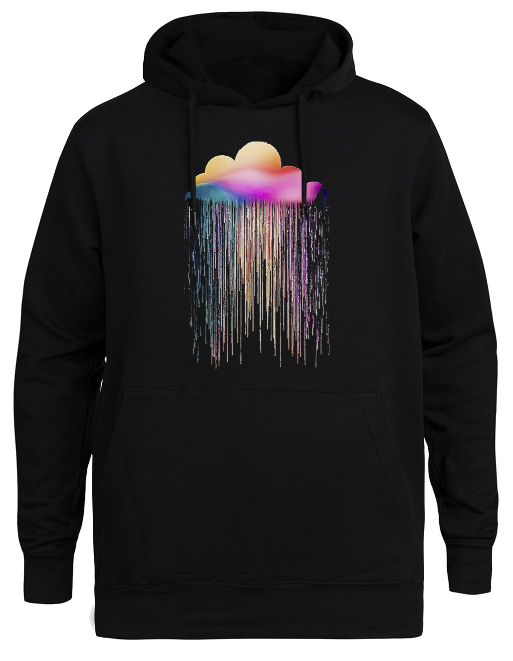 Nube de Lluvia Arcoíris Sudadera con Capucha Negra Unisex Chaqueta Ecológica Unisex Black Hoodie Eco-Friendly Hooded Jacket