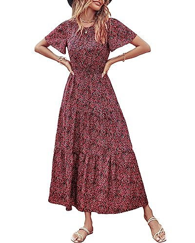 Image of PRETTYGARDEN Women's Casual Smocked Boho Floral A-Line Maxi Dress 2026
