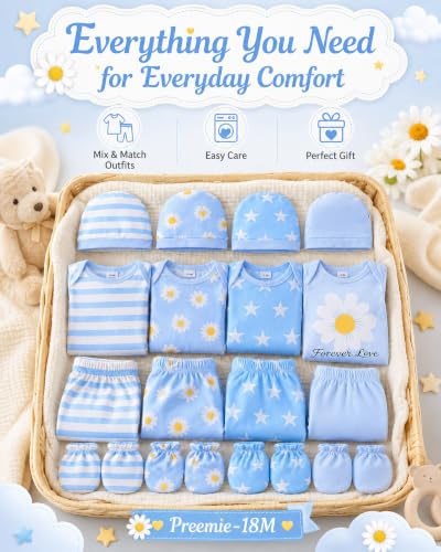 Image of Baby Boy Girl Clothes Preemie Newborn Must Have Infant Essentials Outfits 20 Piece Clothing 0-18 Months