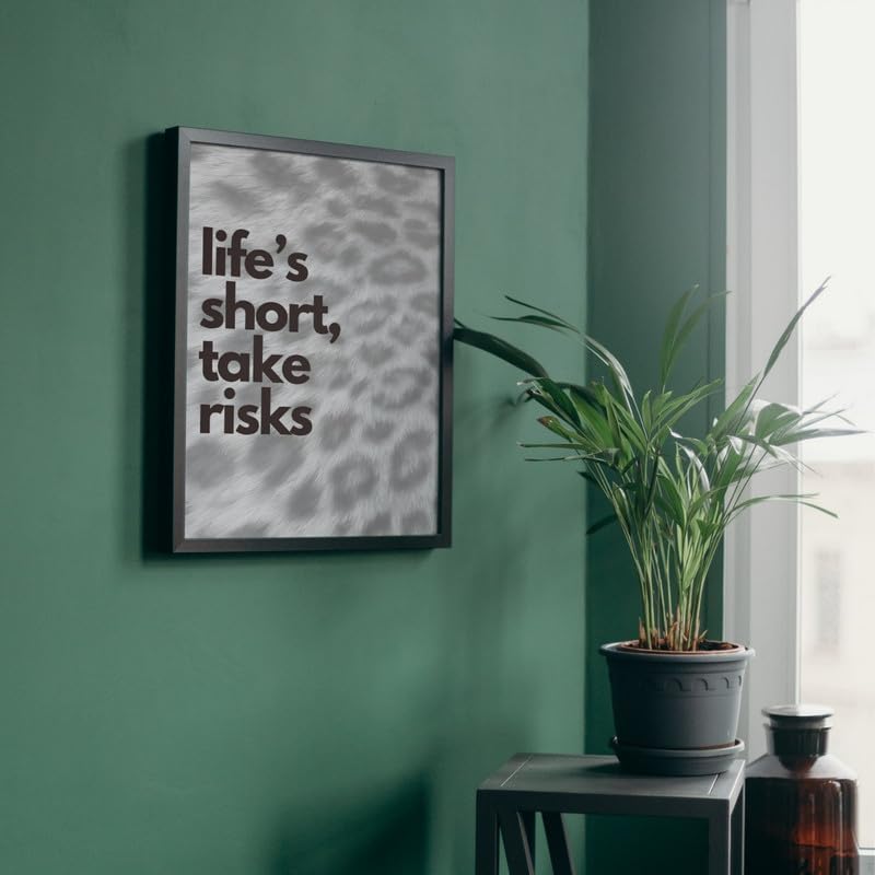 Image of Wall Framed Posters | 8x12 inch size | Motivational Quotes Posters |Inspirational inchLife's Short, Take Risks inch Motivational Photo Frame - Home & Office Wall Decor