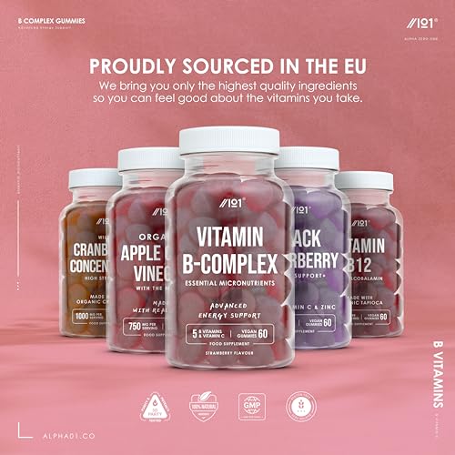 Vitamin B Complex Gummies - 5 Essential B Vitamins & Vitamin C - 60 Vegan Gummies - Strawberry Flavour - by Alpha01 - Image 6
