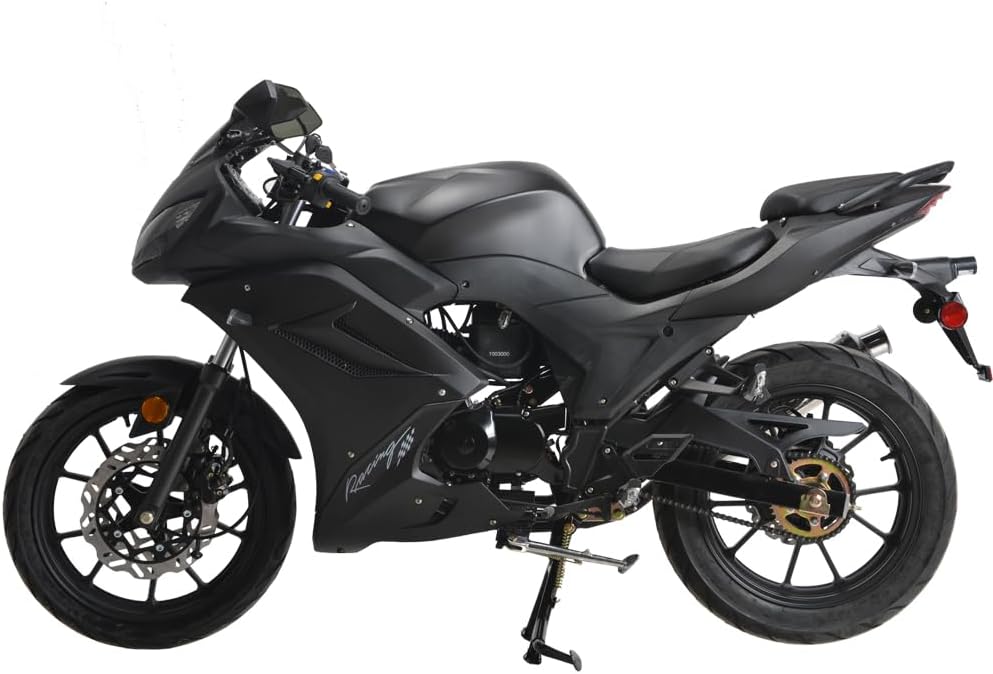 HHH 125cc Motorcycle with Manual Transmission for Adult Sports Bike Venom 125cc Scooter with led Lights and 17 inches Wheels (Factory Packaged) (Black Color)