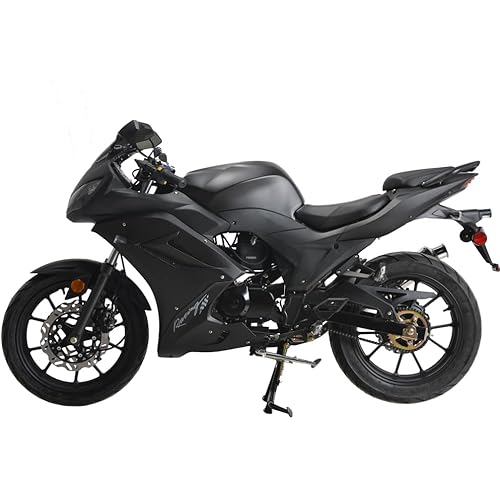 HHH 125cc Motorcycle with Manual Transmission for Adult Sports Bike 125cc Scooter with led Lights and 17 inches Wheels (Factory Packaged) (Black Color)