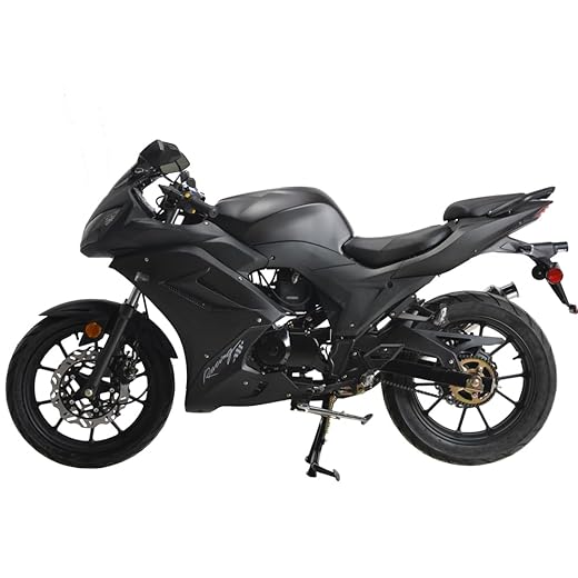 HHH 125cc Motorcycle with Manual Transmission for Adult Sports Bike 125cc Scooter with led Lights and 17 inches Wheels (Factory Packaged) (Black Color)