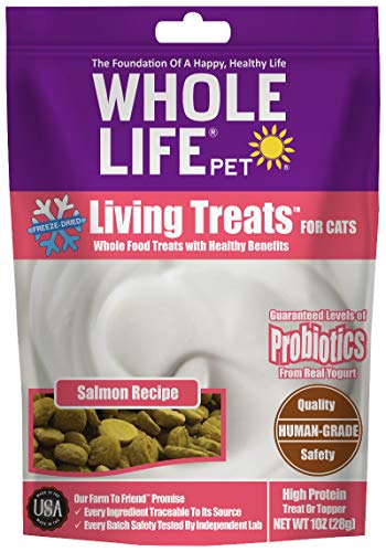 Whole Life Pet USA Sourced and Produced Human Grade Probiotic Freeze Dried Cat Treat, for Healthy Digestion Wild Salmon Recipe 1 Ounce