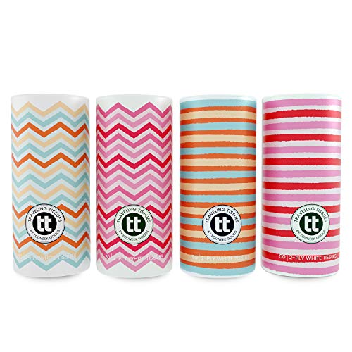 Traveling Tissues Round Cylinder Box Facial Tissues Tubes - 4 Pack, 50 Count