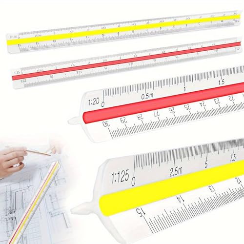 Kunststoff Dreikantmaßstab, 30 Cm Maßstab Lineal, Kunststoff Maßstab Scale Ruler, Dreikantmaßstab 1:20, 1:25, 1:50, 1:75, 1:100, 1:125, Maßstab Lineal für Architekten, Studenten Und Ingenieure