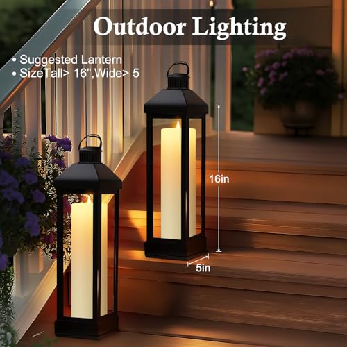 Image of 4 Pack 14 inch x 4 inch Large Outdoor Candles, Waterproof Flickering LED Flameless Candles with Timer, Battery Operated Candles with Remote Control Realistic Fake Pillar for Patio Porch Lanterns, Ivory