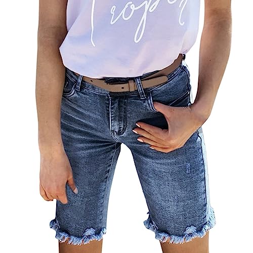 Short jean dechire femmes bleu pour des vacances d'ete confort