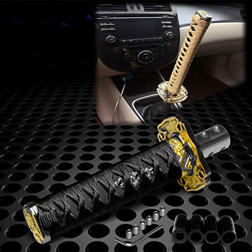 JDMBESTBOY Samurai Sword Black Shift Knob Shifter Alloy Katana with Adapters Universal 15cm