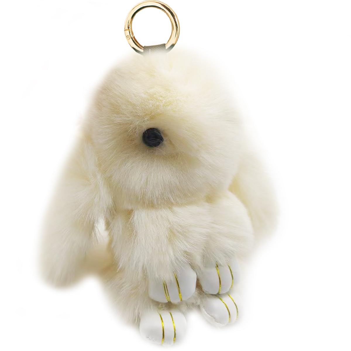 Bunny Keychain Soft Fluffy Rabbit Keychain 7in Handmade Cute Colorful Rabbit Fur Pom Pom Key Rings for Women
