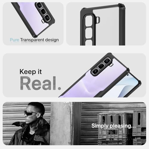 Image of Outlouders Back Cover for Infinix Hot 50 Pro Plus 5G | Ultra Hybrid Transparent | Full Camera Protection | Raised Edge | Crystal Clear Bumper Case (Black)