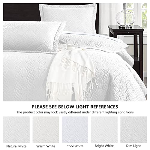 Love's cabin King Size Quilt Set White Bedspreads - Soft Bed Summer Lightweight Bedspread Comforter - Modern Style Wave Pattern Coverlet for All Season - 3 Pieces (1 Quilt, 2 Pillow Shams)