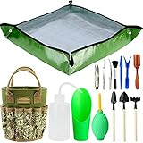 14 Pieces Succulent Tools Kit with Organizer Bag, Indoor Mini Garden Hand Tools Set with Carrier,Transplanting Tools Set with Tote for Bonsai Planter.Miniature Indoor Fairy Planting Care.(Honeysuckle)