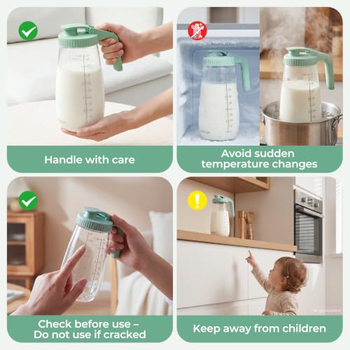 Image of Momcozy Breast Milk Pitcher, Glass Storage Container Wide Mouth, 48oz 1pc | Formula Breastmilk Storage Container, Heat & Cold Resistant, No Leak Pitcher for Breastmilk, Fast Baby Formula Maker