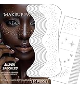 Glitter Freckles Face Tattoo, 20PCS Glitter Freckles, Silver Face Glitter Makeup Speckles, Glow U...