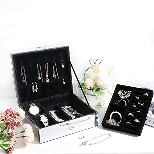Homde Jewelry Box Star Series Glass Jewelry Organizer Mirrored Jewelry Case Luxurious Gift Storage for Women Girls