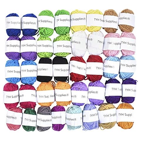 TYH Supplies 40 Pack 22 Yard Acrylic Yarn Mix Assorted Colours Skeins - Perfect for Mini Knitting and Crochet Project Cover