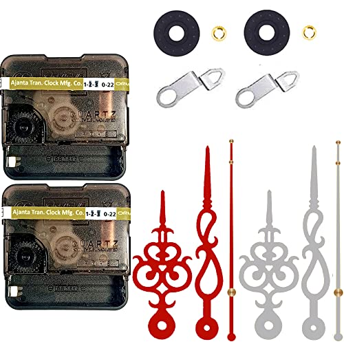 Image of YOPY� Combo 2 of Ajanta Mfg. Battery Operated Plastic Ticking Wall Clock Movement Machine with Hands (Needles : Antique Maroon,Silver)