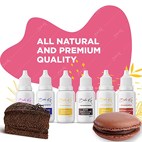 Image of BAKE KING Essence for Cake Making Combo of 6 Flavours Mango, Blueberry, Vanilla, Chocolate, Banana, Butterscotch Flavour Essence Vanilla Essence Cake Baking, Muffins, Milkshakes, Dessert 30 ML
