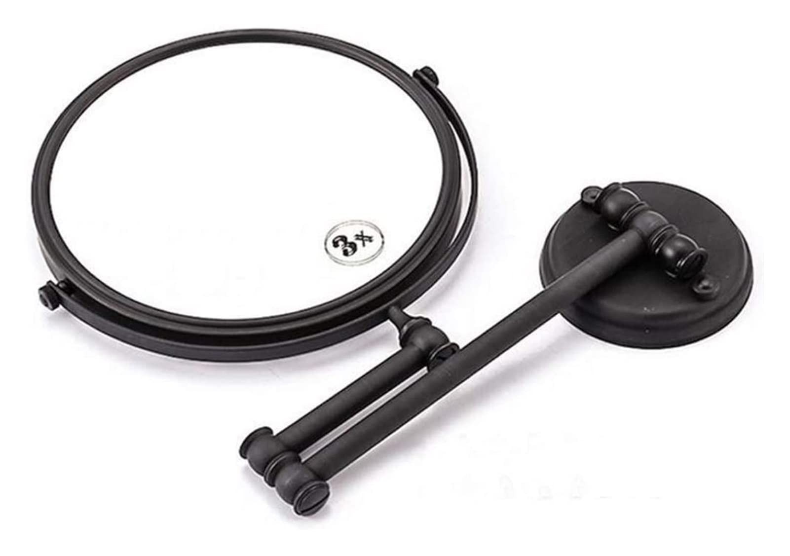 Miroir cosmétique de salle de bain noir pliable avec bras télescopique orientable