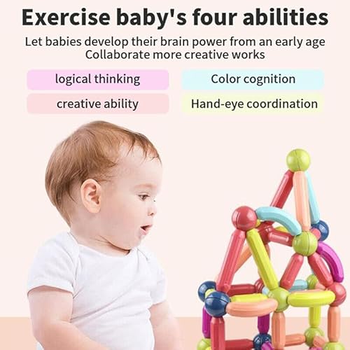 image for MABIZ Magnetic Building Blocks, 64 PCS Magnetic Balls and Sticks, Mont