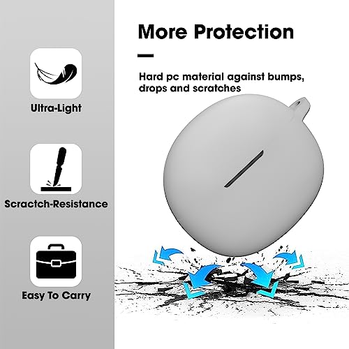 Image of Sounce Soft Silicone Case Cover for Boat 141 Pro, Scratch-Resistant, Non-Slip Grip with Carabiner Clip Keychain, Full Protection, Water Resistant Shockproof Case Anti Fall Anti Dust - Grey