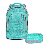 satch Pack Schulrucksack Set 2tlg. mit Schlamperbox inkl. Schneider Füller als Gratiszugabe (Aloha Mint)