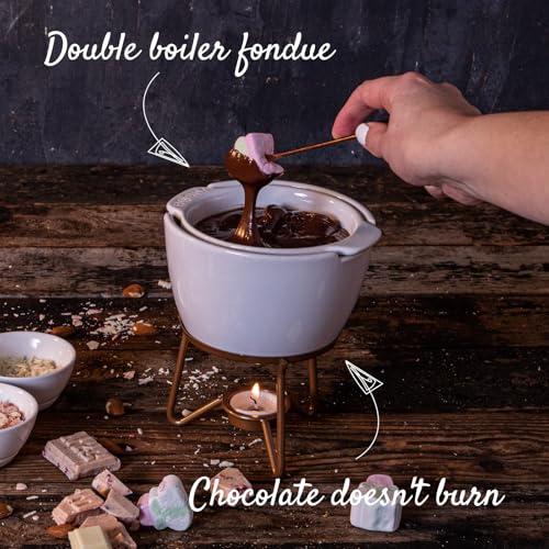 Image of Boska Choco Marie Fondue - Fondue Pot Set Microwave and Dishwasher Safe Ceramic Hot Pot Chocolate Fountain Snack - Wedding Registry Items Small Kitchen Appliances