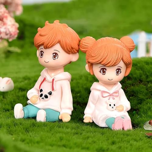 Image of Cute Cartoon Couple Car Dashboard Accessories | Plastic Action Figure Ornament with Balloon | Interior Dashboard Decoration for Car, Home, Office (8 x 4 cm) (Model 2)