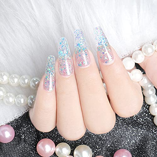 PINPAI Glitter Poly Nail Gel 4 Tubes 15Ml Each Multicolour, Glitter Finish 2