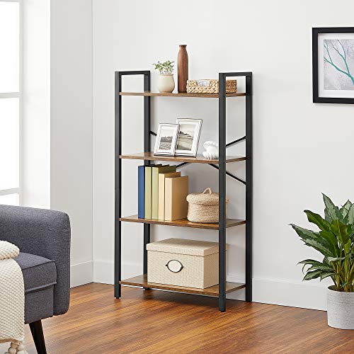 Vasagle Bookshelf, 4-Tier Shelving Unit, Bookcase, Book Shelf, 11.8 X 25.9 X 47.2 Inches, Rustic Brown + Black #TOP3