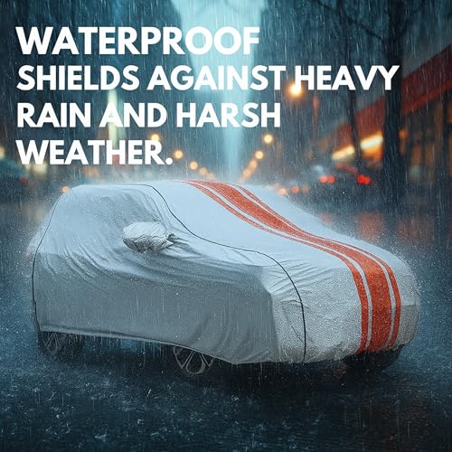 Image of AYSHU Waterproof Car Cover for Hyundai New Creta | Mirror & Antenna Pocket | Anti-Scratch Soft Cotton Inner Layer | Triple Stitched | Heat Resistant Metallic Silver | All-Weather Protection