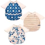 GRSSDER Soft Lightweight Waterproof Baby Feeding Bibs with Food Catcher Pocket, Adjustable and Easy Clean Wipe Off Toddler Bibs 3 Packs for 6-36 Months